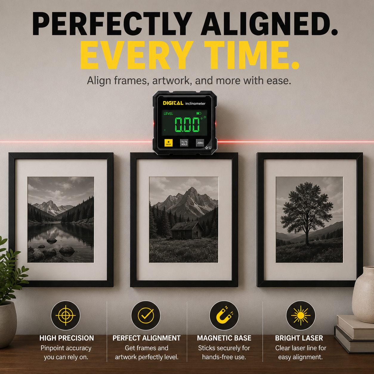Magnetic Digital Angle Finder with Laser – Precision Level Tool