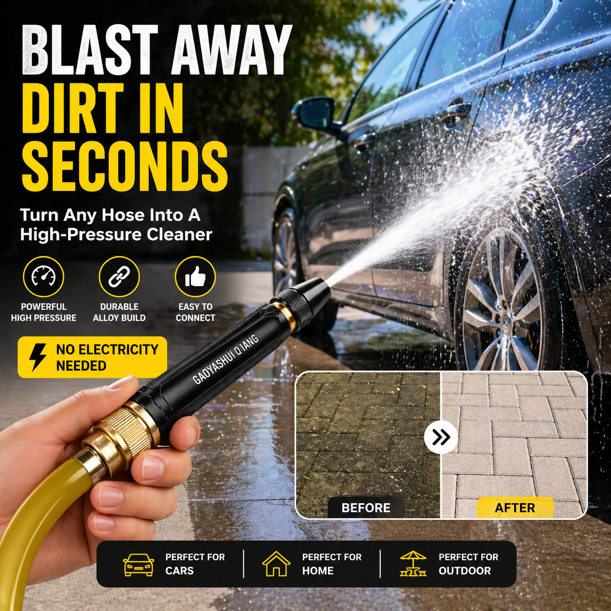 High Pressure Hose Nozzle | Powerful Car Wash Spray