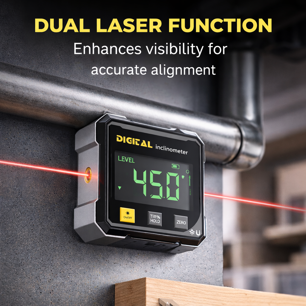 Magnetic Digital Angle Finder with Laser – Precision Level Tool