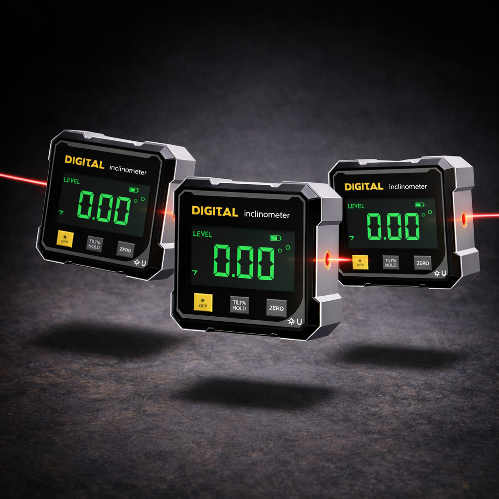 3x Magnetic Digital Angle Finder with Laser – Precision Level Tool